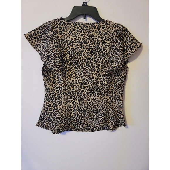 Trixxi Francesca's Animal Print Flutter Sleeve Shirt Small - Picture 2 of 8